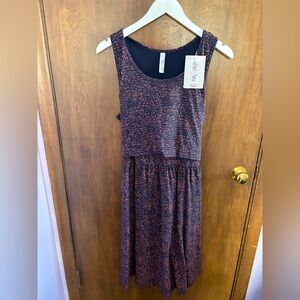 NWT Latched Mama navy Blue and Orange Patterned dress